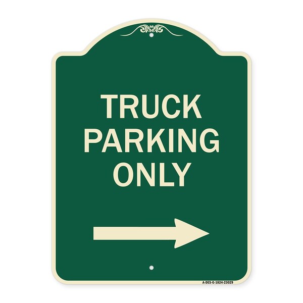 Reserved Parking Truck Parking W/ Right Arrow Heavy-Gauge Aluminum Sign, 24" x 18", G-1824-23029